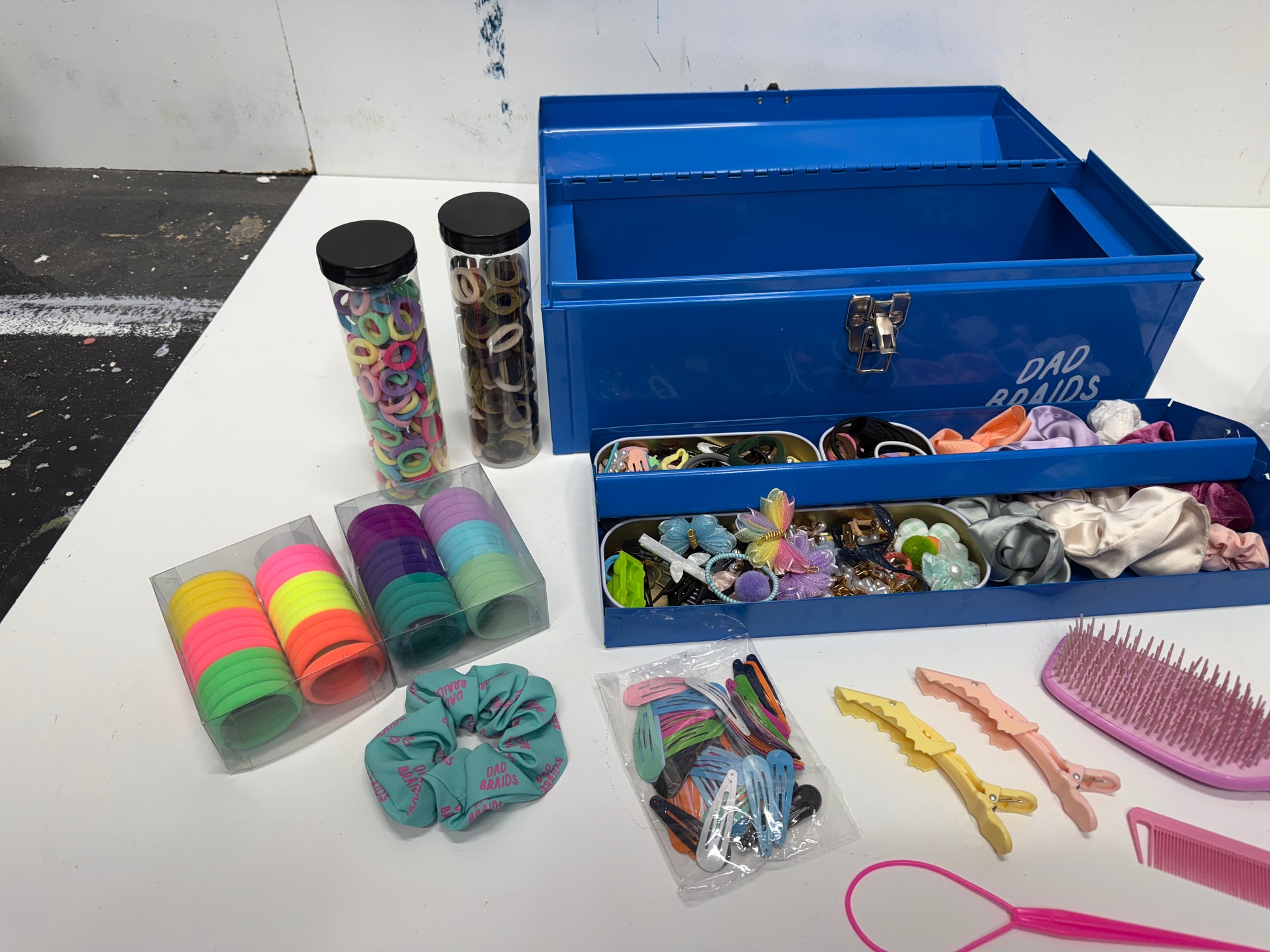 hair accessory tackle box The Dad Braids Toolbox